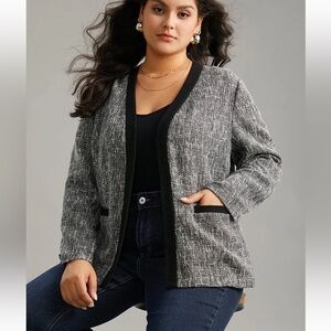BloomChic Tweed Contrast Trim Pocket Tweed Blazer us size 12